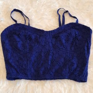 Blue lace crop top